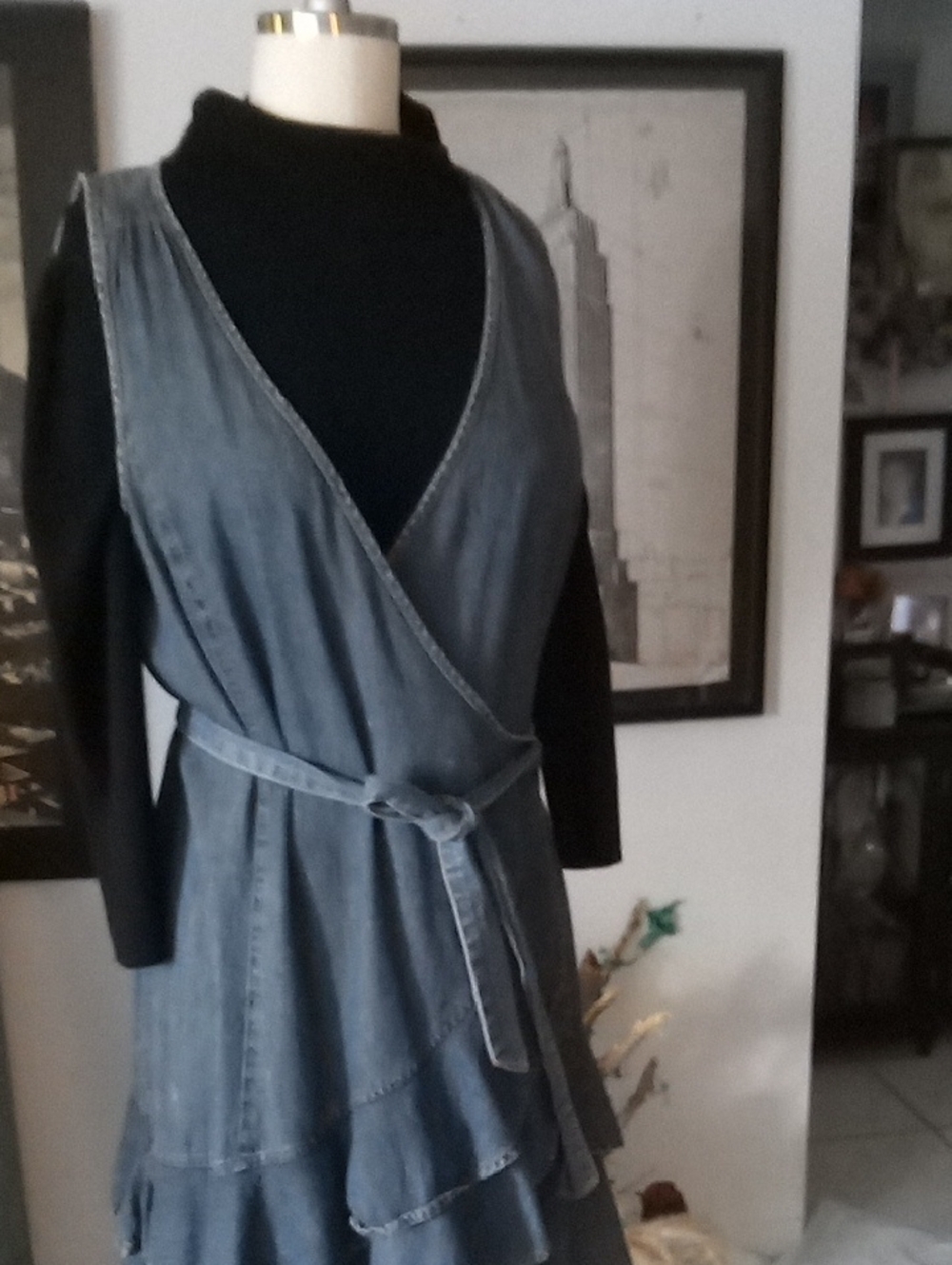 Ralph Lauren Demin Wrap Ruffle Mini Dress - Picture 4 of 5